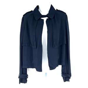 ELKA COLLECTIVE Crop Trench Jacket Size AU 10 / US 6 Navy Coat Long Sleeve